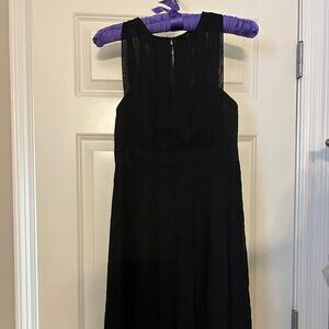 00P Ann Taylor Petite Sheer Overlay Black Sleeveless Dress